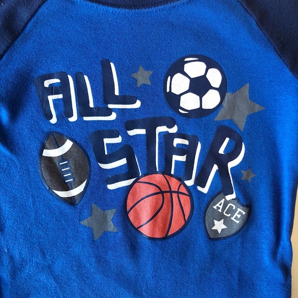 FADED GLORY 3T BLUE “ALL STAR” LONG SLEEVE SHIRT - Picture 2 of 4